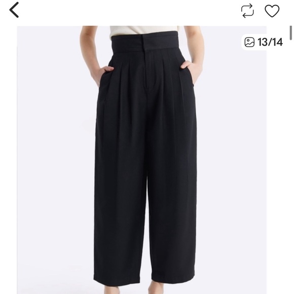 Lattelier high waisted, black cropped baggy pants - Picture 3 of 10